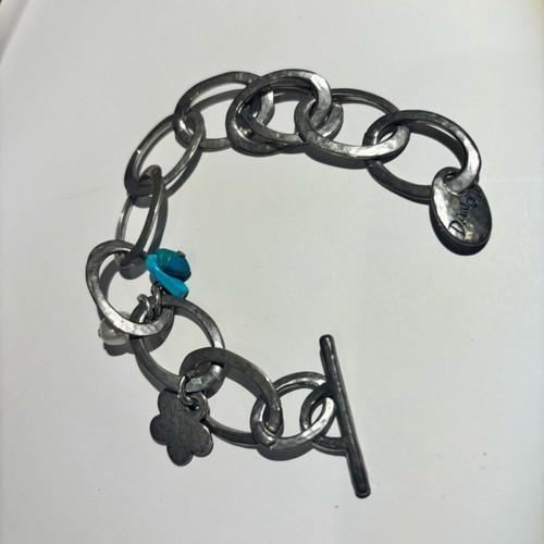 Danon bracelet silver tone with turquoise and pearl, like new