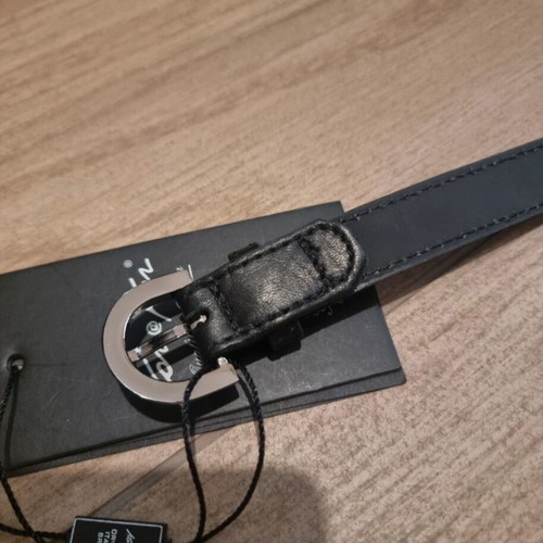 Leather belt black with metal elements and crystals 85cm KOR@KOR