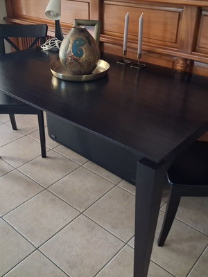 Furniture set like new with glass table, black dining table, 2 chairs, Klippan sofa bed