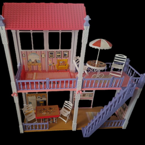 Dollhouse with furniture and doll like new