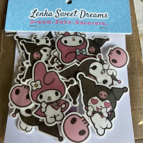 Edible Kuromi and Melody waffle designs for cake and cookies