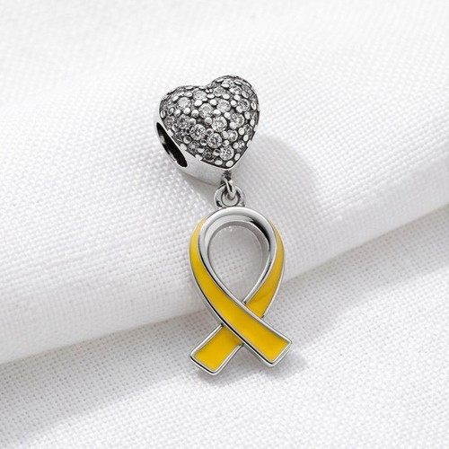 Pandora Chamilia Yellow Ribbon Heart Charm new