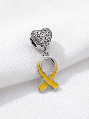 Pandora Chamilia Yellow Ribbon Heart Charm new