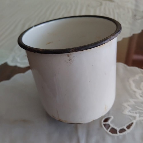 Soviet enamel mug used, vintage USSR collectible