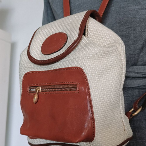 Bartuggi backpack vintage new, beige and brown straw look