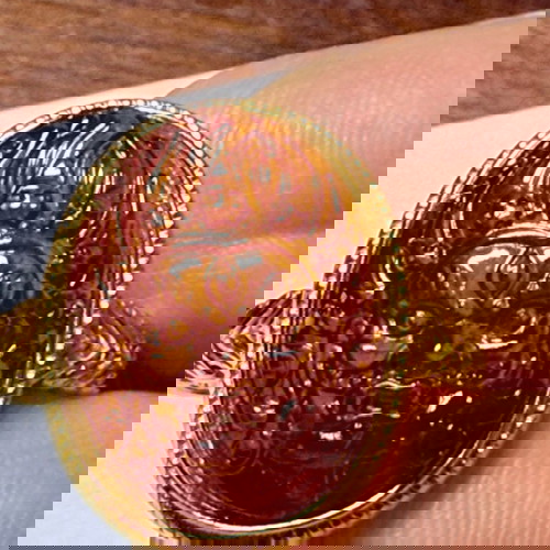 Δαχτυλίδι με Χαλκηδόνιο Σκαλιστό και Επίχρυσο Ασήμι 925, Σαν Καινούργιο