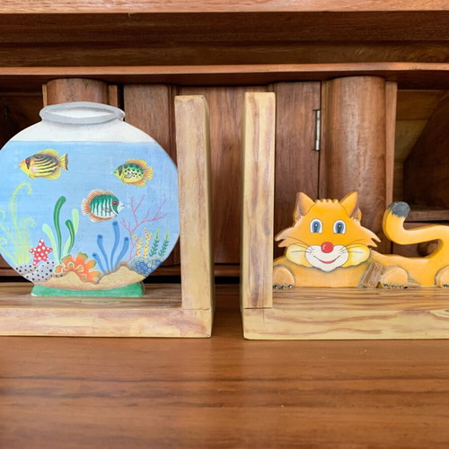 Wooden bookholders new, handpainted and handcarved