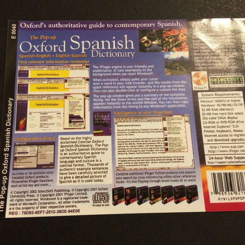 Oxford Spanish Dictionary CD Rom 2002 like new