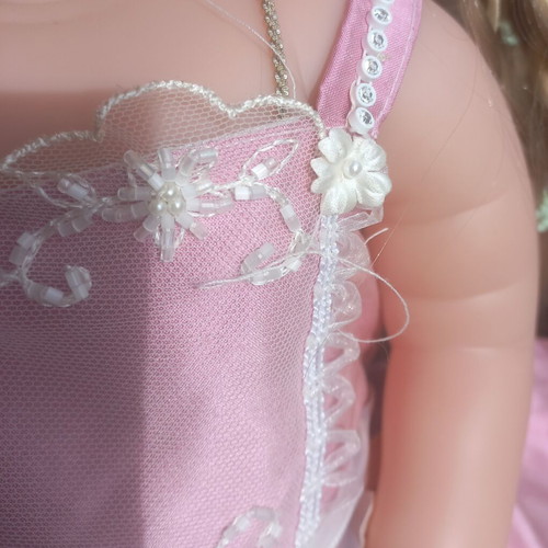 Baptism set satin, organza, pearls, tulle, rhinestones like new