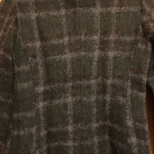 Benetton checked coat like new, black and green, size S