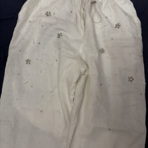 Zini Collection Linen Trousers with Crystals brand new, white, XL