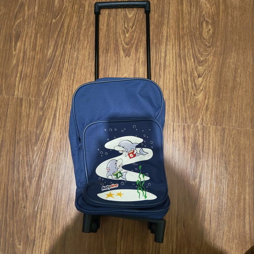 Babylino children's trolley bag used, blue with dolphins