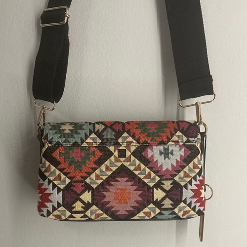 Dolce crossbody bag with ethnic pattern new, multicolor