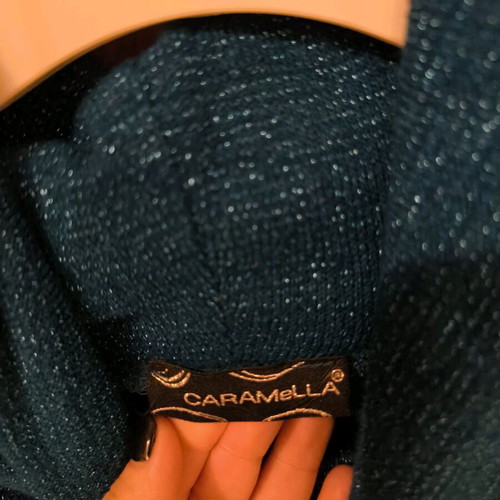 Lurex turtleneck dress blue like new Caramella midi