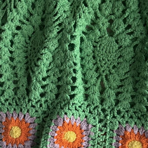Crochet skirt Nasty Gal new, green with floral details, size L