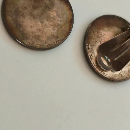 Papalexiou 925 & 22K Silver Clip On Earrings with Enamel like new