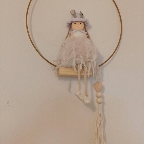 Metal wreath 25cm with wooden elements new