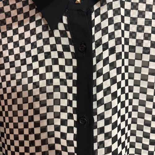 Silvian Heach asymmetrical checkered shirt like new, white and black