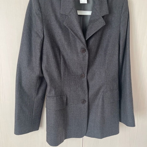 Women's jacket like new, gray with thin burgundy stripes, size M