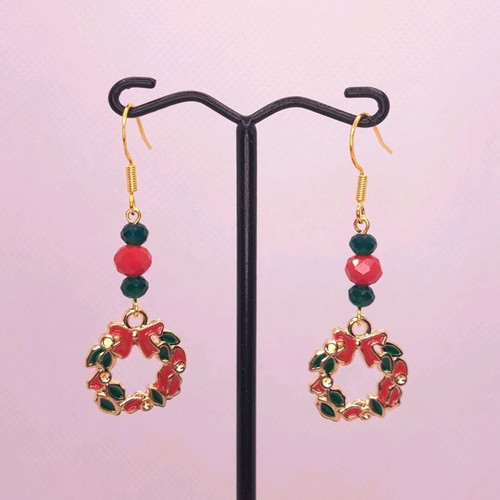 Handmade Christmas earrings new with crystals