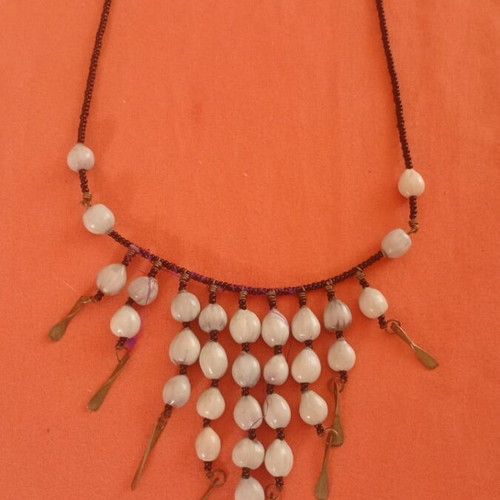 African Waterfall Necklace with Imfibinga Seeds and 925 Silver Clasp new