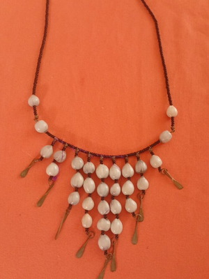 African Waterfall Necklace with Imfibinga Seeds and 925 Silver Clasp new