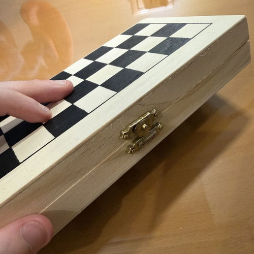Wooden 3-in-1 Chess, Backgammon & Checkers Set Travel Size new