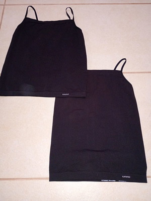 Unno women's polyester tank tops ×2, black, medium and large