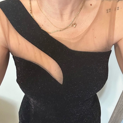 Lurex dress like new, black with bronze shine, medium size