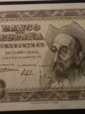 Банкнота една песета 1951 неизползвана, Дон Кихот