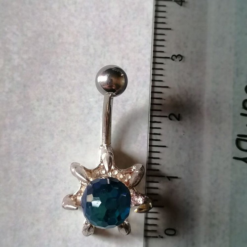 Dragon Claw Navel Piercing with Color-Changing Crystal, 925 Silver