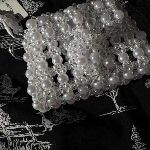 Small handmade beaded bag new, white