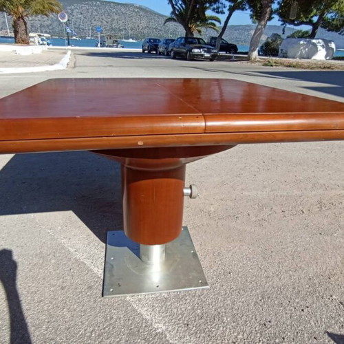 Wooden boat table like new with sturdy base and marine finish