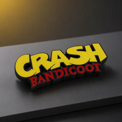 Crash Bandicoot 3D printed logo gaming desk decor made to order