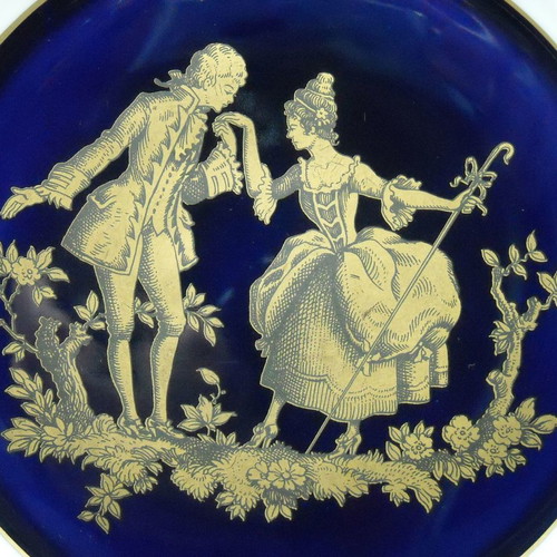 Decorative plate used, German porcelain Heinrich, cobalt blue color