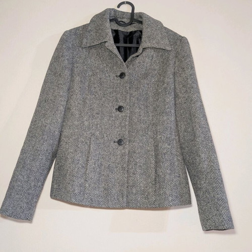 Gray herringbone jacket like new, slim fit size 36