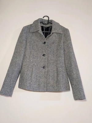 Gray herringbone jacket like new, slim fit size 36