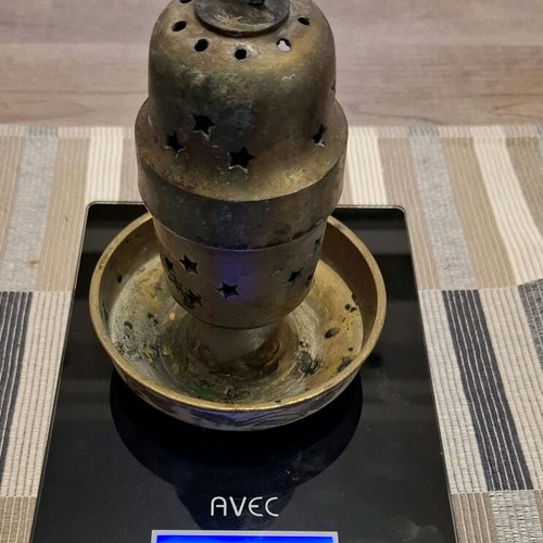 Bronze lamp used, old, weight 581g, height 19cm