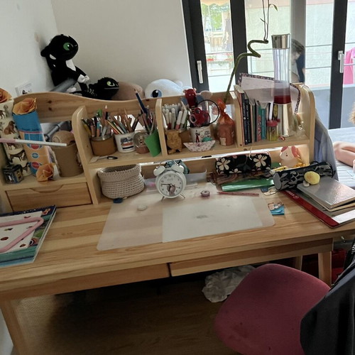 Solid pine wood desk like new with two drawers