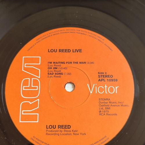 Lou Reed Live vinyl LP used, RCA 1975, rock