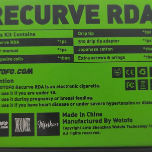Recurve RDA Wotofo used, stainless steel, 24mm diameter