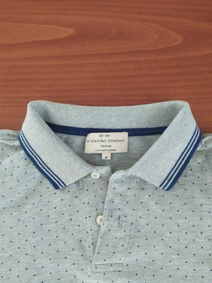 Oxford Company men's polo shirt medium gray with blue details like new