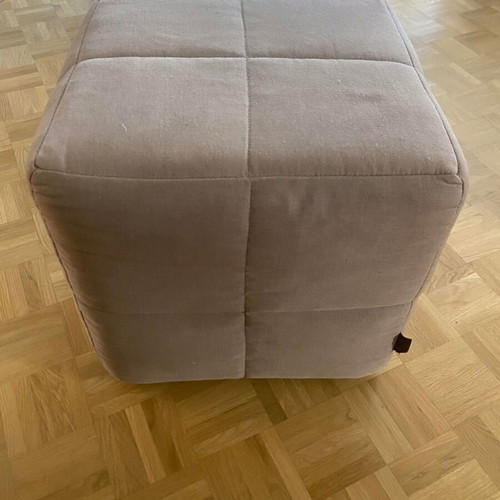 Fabric stool used, beige-brown, 45x45x45 cm