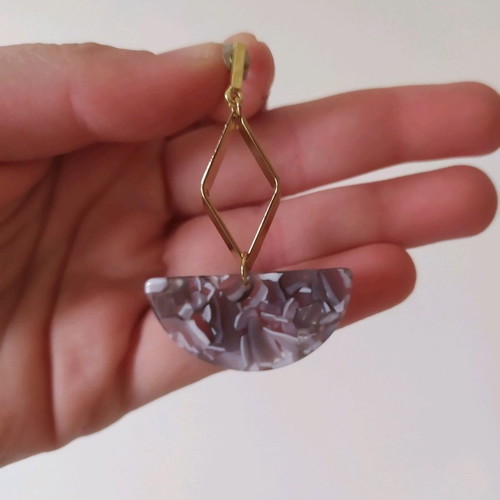 Handmade earrings new, triangle and semicircle shape with earthy colors