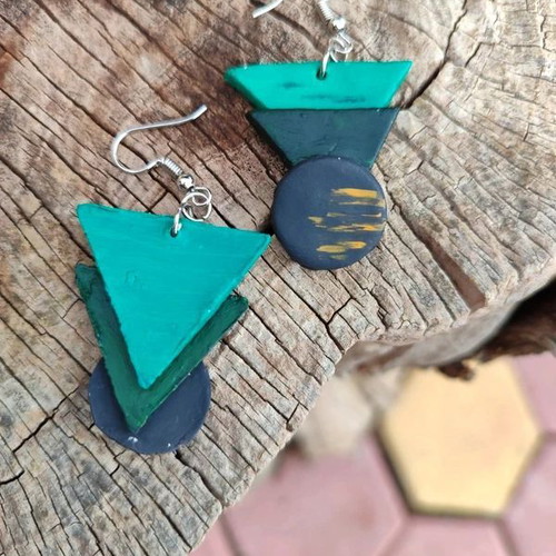 Clay earrings handmade, new
