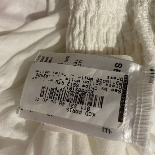 See By Chloe Cotton White Dress with Net and Ruffles like new, repaired defect