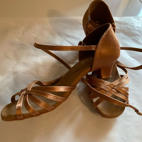 Women's Latin dance shoes like new, size 37 brown and gold