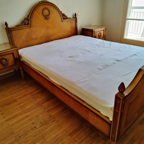Vintage bedroom set used with dressing table, mirror and nightstands