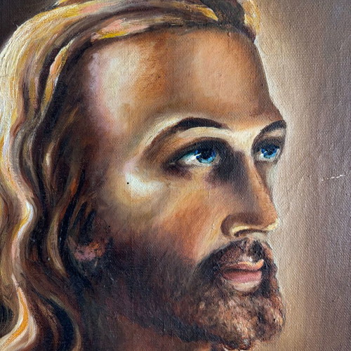 Painting Head of Jesus Christ used, canvas copy