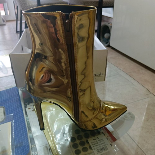 Super Mode ankle boots new, gold patent leather, size 36